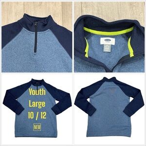 Boys Old Navy Youth Large YL Quarter 1/4 Zip Blue Long Sleeve Fleece Pullover